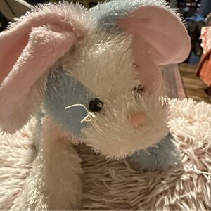 WebKinz GANZ Plush Bunny Toy in Pastel Pink & Blue RARE RETIRED